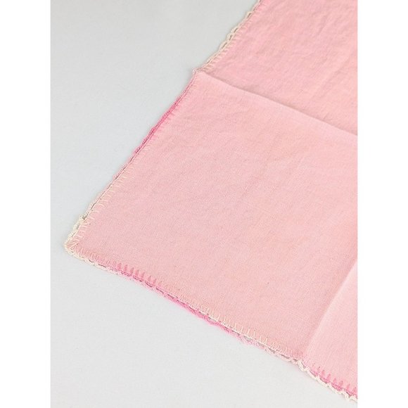 Pair of Antique Embroidered Organza Linen Cocktail Dinner Napkins White and Pink - Picture 5 of 7